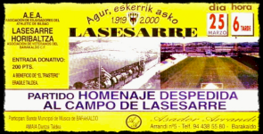 entrada Despedida de Lasesarre 2000 Barakaldo Cf Athletic Club